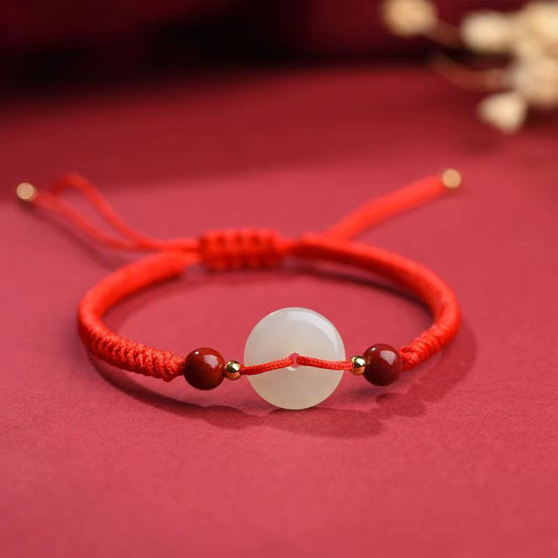 Bracelet Cordon Jade et Cinabre Tendance Bureau - Biloria