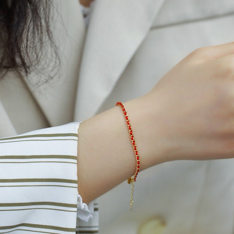 Bracelet Cordon Rouge Argent 925 Plaqué Or – Protection et Élégance - Biloria