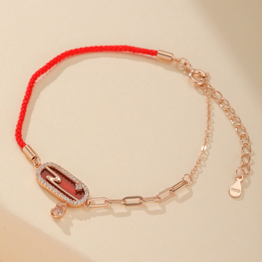 Bracelet Cordon Rouge Nuage Lunaire – Argent Plaqué Or - Biloria