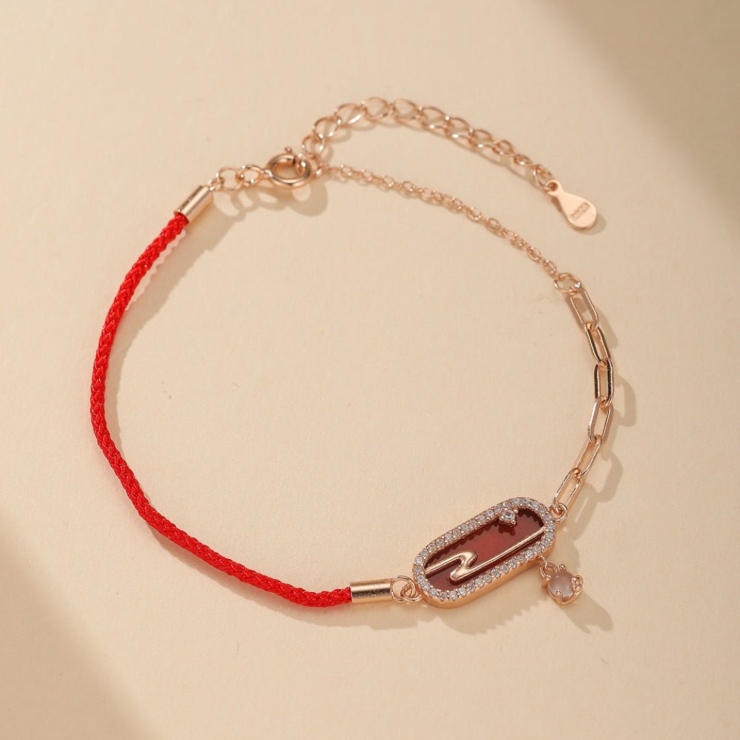 Bracelet Cordon Rouge Nuage Lunaire – Argent Plaqué Or - Biloria