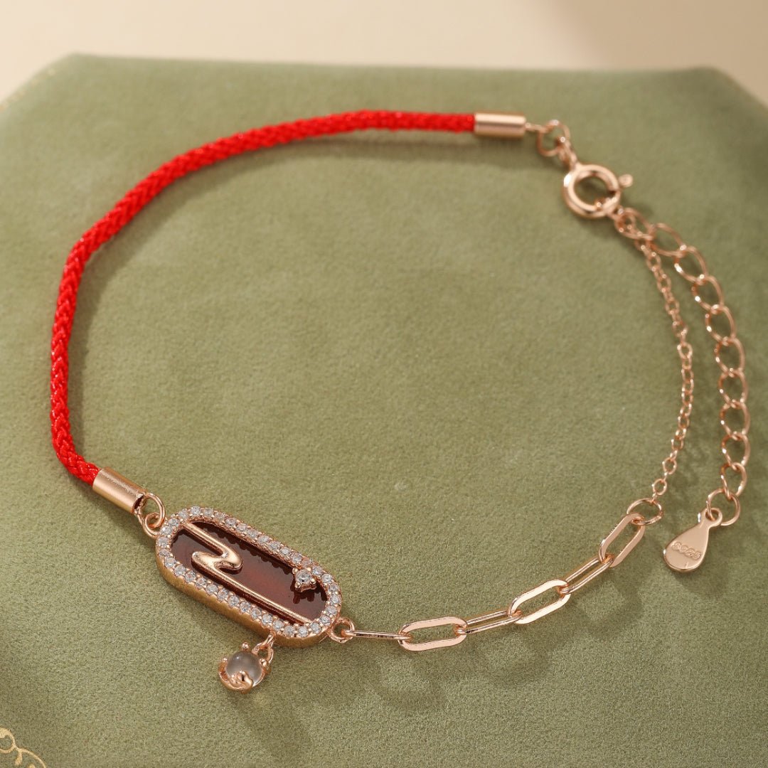 Bracelet Cordon Rouge Nuage Lunaire – Argent Plaqué Or - Biloria
