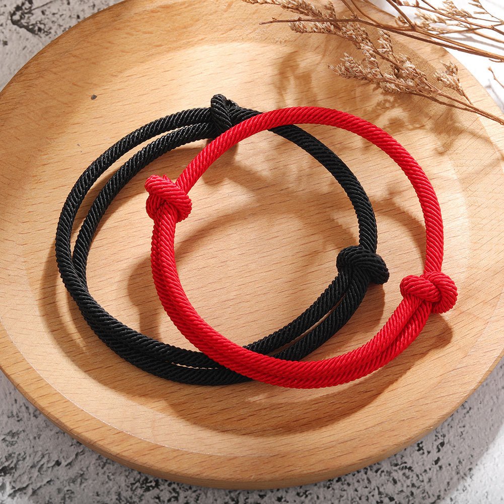 Bracelet Cordon Rouge ou Noir pour Couple et Amis – Symbole de Force - Biloria