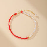Bracelet Cordon Rouge Perles Abondance Argent 925 - Biloria