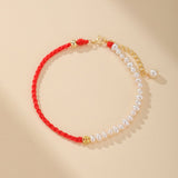Bracelet Cordon Rouge Perles Abondance Argent 925 - Biloria