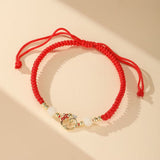 Bracelet Cordon Rouge Serpent Carpe Koï Argent Plaqué Or - Biloria