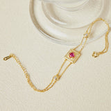Bracelet Cornaline et Zircon en Argent Plaqué Or - Biloria