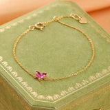 Bracelet Cornaline Papillon Argent Plaqué Or 18K - Biloria
