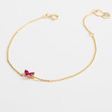 Bracelet Cornaline Papillon Argent Plaqué Or 18K - Biloria