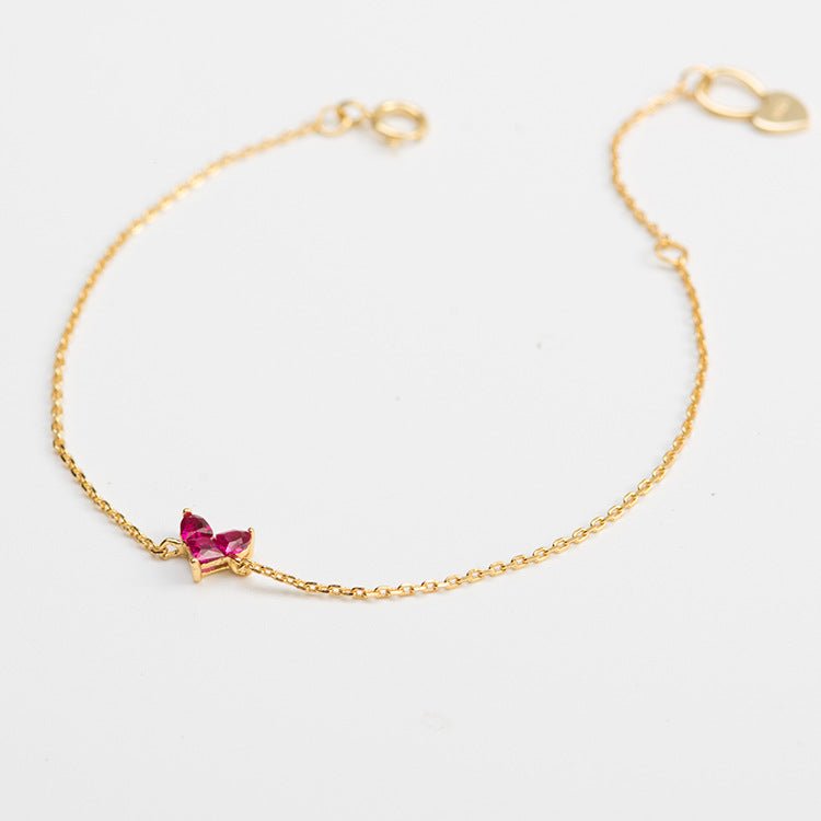 Bracelet Cornaline Papillon Argent Plaqué Or 18K - Biloria