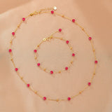 Bracelet Cornaline Rouge et Or, Chaîne Réglable pour Femme - Biloria