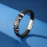 Bracelet Cuir Viking Runes Valknut - Protection Nordique - Biloria
