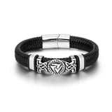 Bracelet Cuir Viking Runes Valknut - Protection Nordique - Biloria