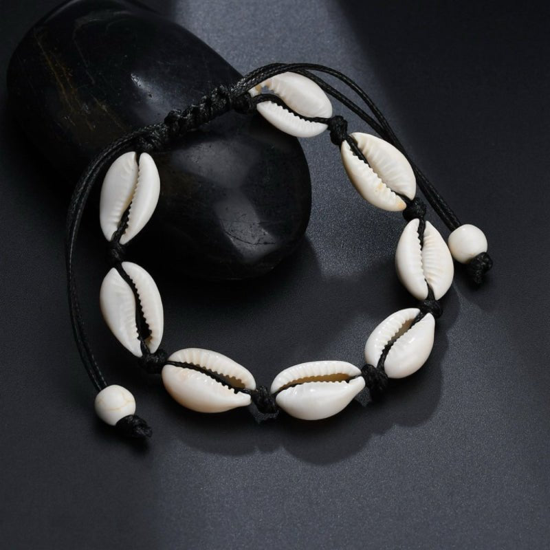Bracelet de Cheville Coquillage pour Femme – Corde en Cire - Biloria