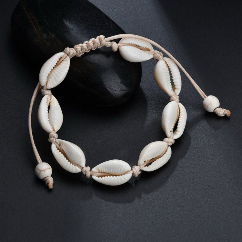 Bracelet de Cheville Coquillage pour Femme – Corde en Cire - Biloria