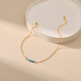 Bracelet de Cheville Mauvais Œil Turquoise Plaqué Or - Biloria