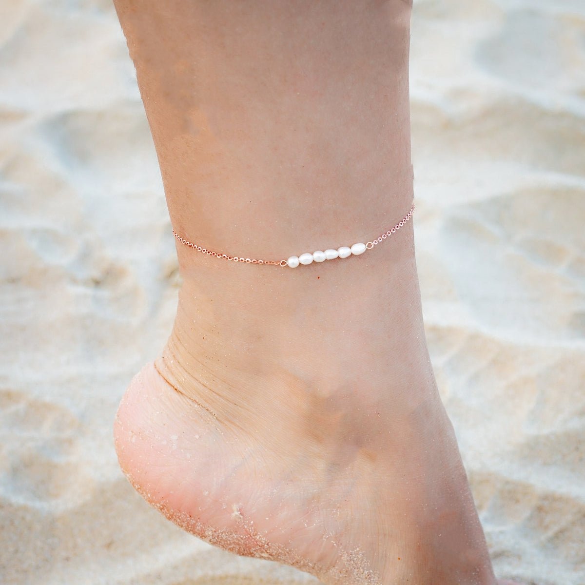 Bracelet de Cheville Perle Fine Ajustable Argent - Biloria