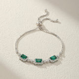 Bracelet Émeraude Jardin Secret en Argent Plaqué Platine - Biloria