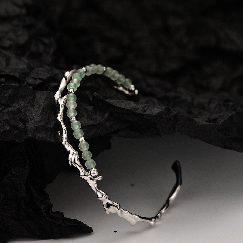 Bracelet en Aventurine et Argent 925 – Symbole Bambou - Biloria
