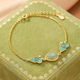 Bracelet en Jade et Argent Plaqué Or - Goutte de Chance, Bijou Cadeau - Biloria