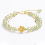 Bracelet en Jade et Fleur de Cerisier Ajustable - Biloria