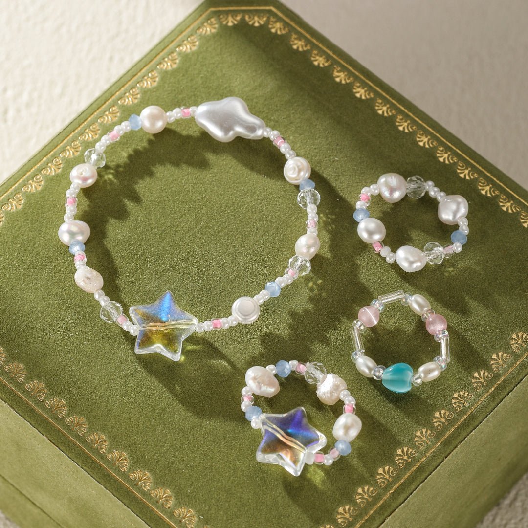 Bracelet Enfant Perles et Étoiles - Bijou Fille Coloré - Biloria