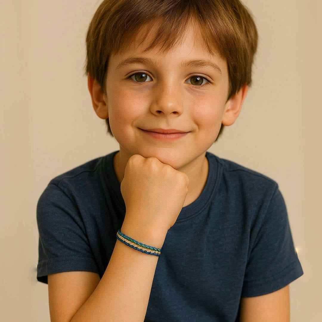 Bracelet Enfant Tressé Arc-en-Ciel Chanceux - Bijou Multicolore - Biloria