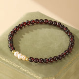 Bracelet Grenat et Perle Swarovski Or 14K Laminé - Biloria