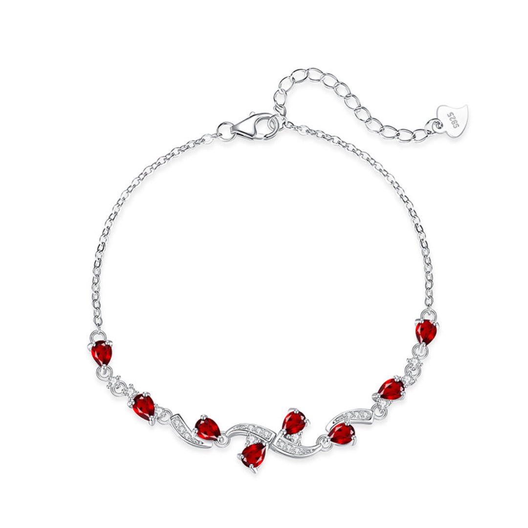 Bracelet Grenat et Zircon Argent 925 - Bijou Déco Bureau Tendance - Biloria
