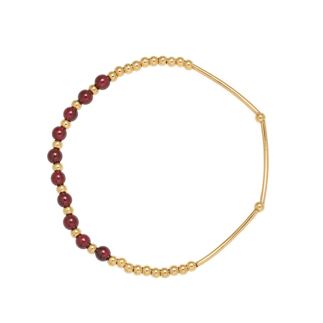 Bracelet Grenat Plaqué Or 18K – Énergie Solaire et Protection - Biloria