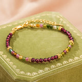 Bracelet Grenat Tourmaline Multicolore Argent Plaqué Or - Biloria