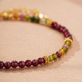 Bracelet Grenat Tourmaline Multicolore Argent Plaqué Or - Biloria