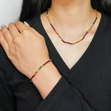 Bracelet Grenat Tourmaline Multicolore Argent Plaqué Or - Biloria