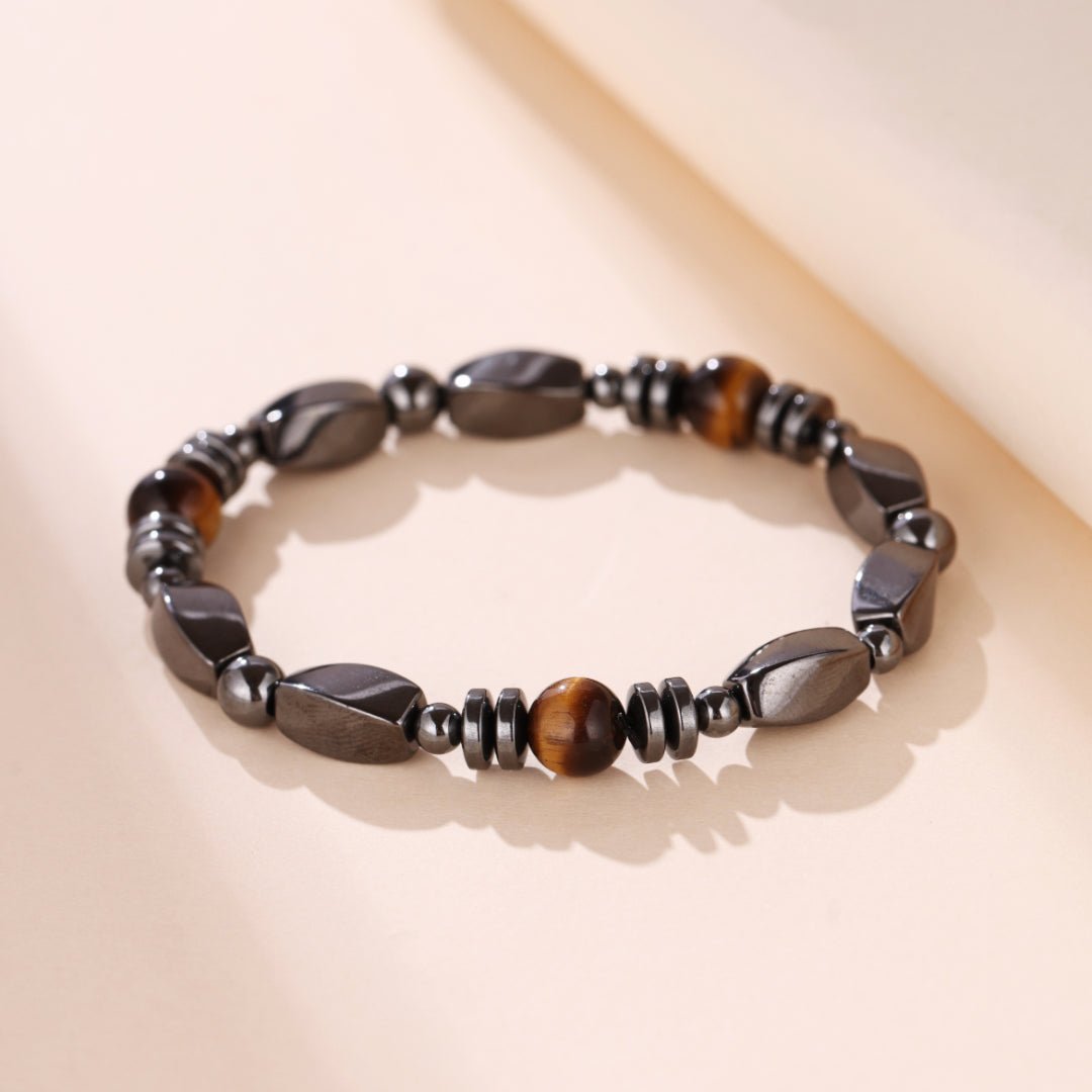 Bracelet Hématite Œil de Tigre Homme Force et Protection - Biloria