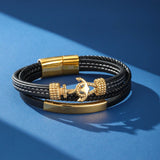 Bracelet Homme Cuir Ancre Marine – Bijou Marin Cadeau - Biloria