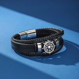 Bracelet Homme Cuir Gouvernail – Cap Serein - Biloria