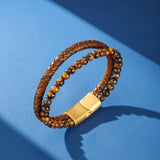Bracelet Homme Cuir Œil de Tigre – Protection et Style Naturel - Biloria