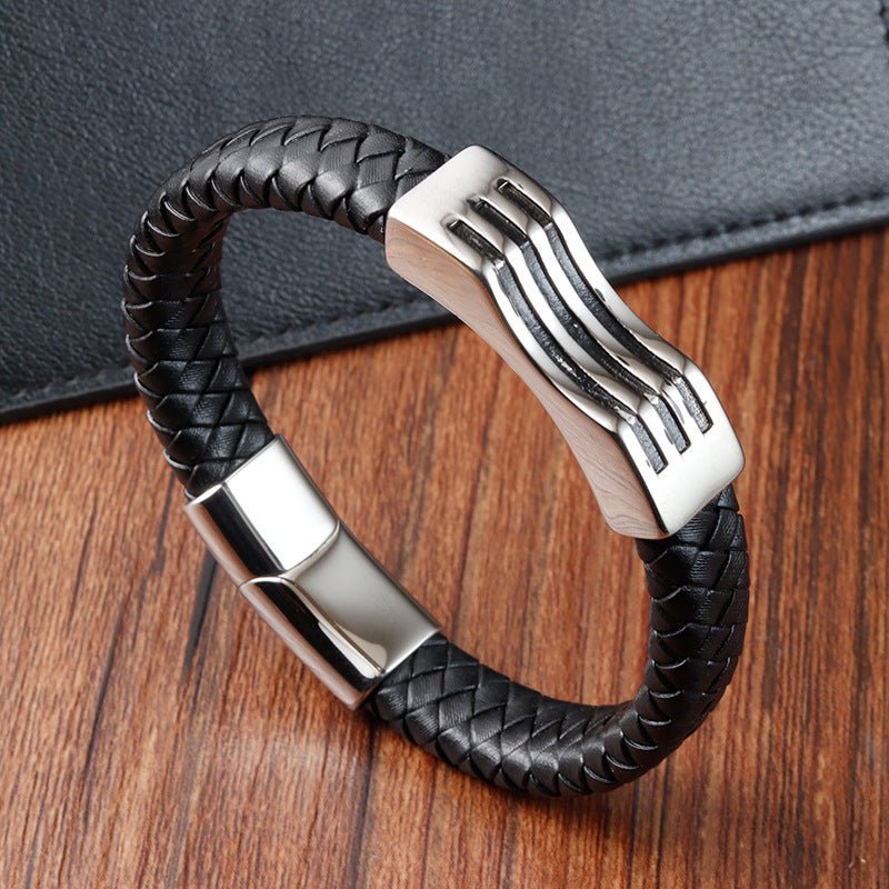 Bracelet Homme Cuir Vague – Élégance Minimaliste - Biloria