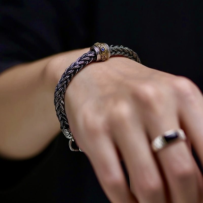 Bracelet Homme Guerrier Nordique Argent et Zircon - Biloria