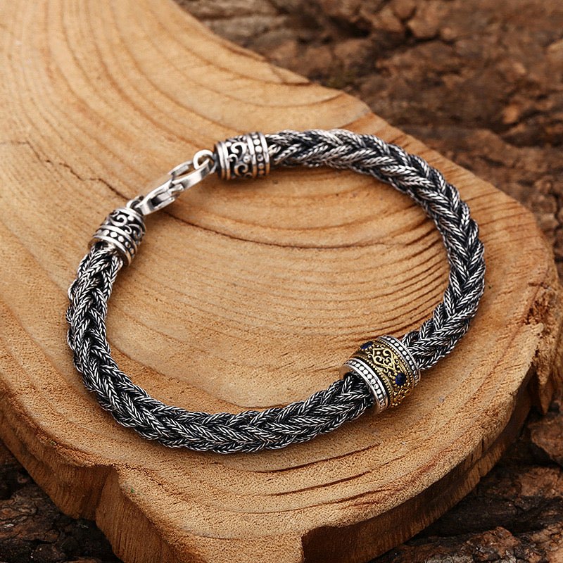 Bracelet Homme Guerrier Nordique Argent et Zircon - Biloria