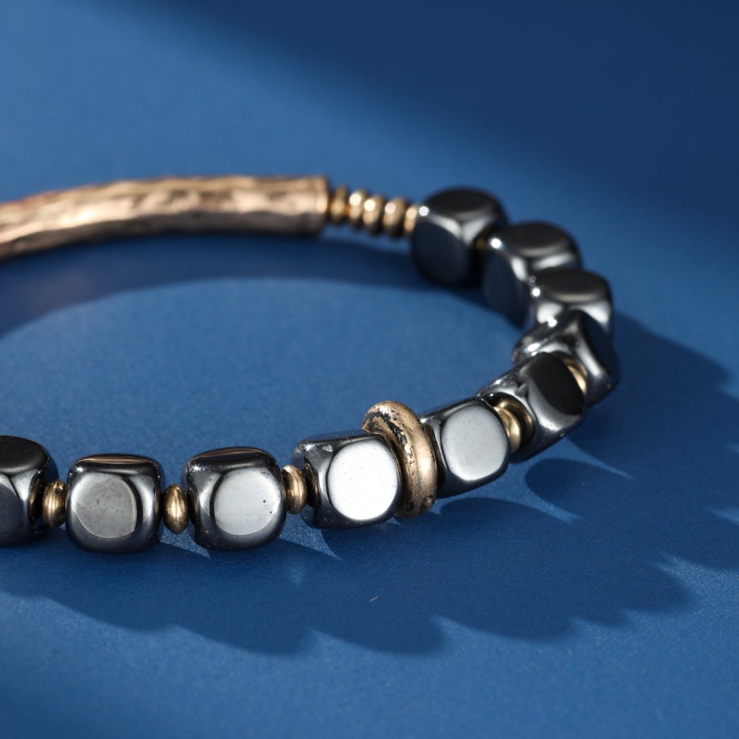 Bracelet Homme Hématite Laiton Force Antique - Biloria