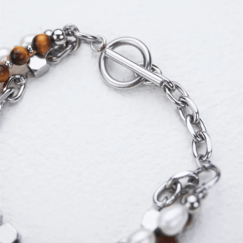 Bracelet Homme Perle et Œil de Tigre – Cadeau Naturel - Biloria