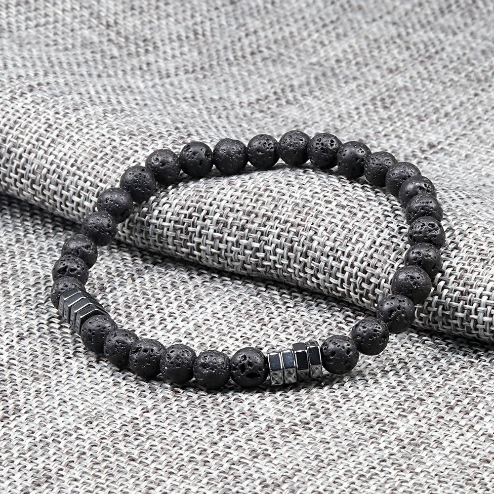 Bracelet Homme Pierre Lave Oeil de Tigre Protection - Biloria