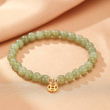 Bracelet Jade Vert et Argent Plaqué Or 14K pour une Sérénité Retrouvée - Biloria