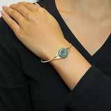 Bracelet Jadéite Jonc 15 mm Plaqué Or 14K – Cadeau Harmonie - Biloria