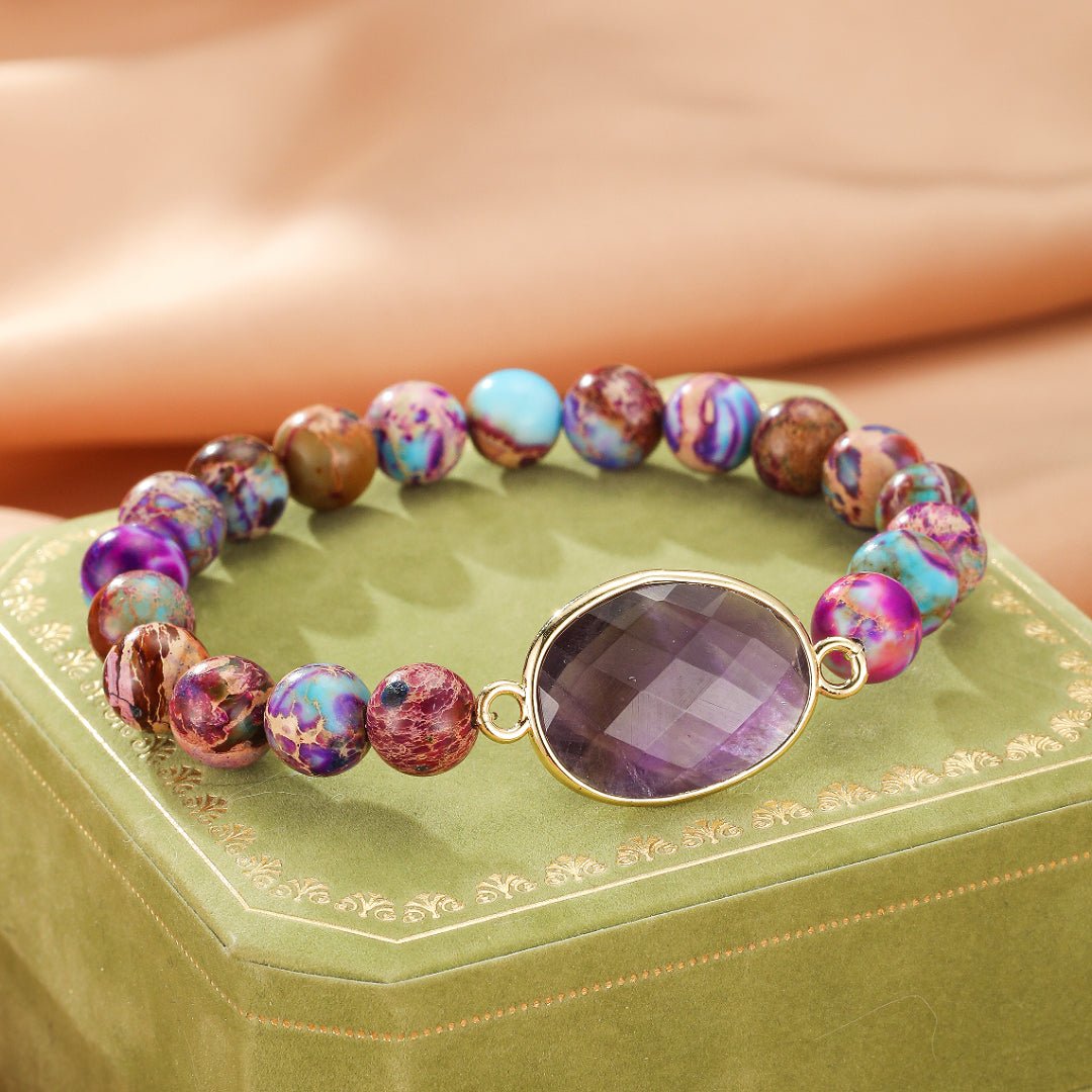 Bracelet Jaspe Violet Marbré - Pierre d'Équilibre et Protection - Biloria