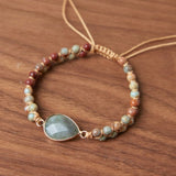 Bracelet Labradorite Jaspe Ajustable – Vitalité - Biloria