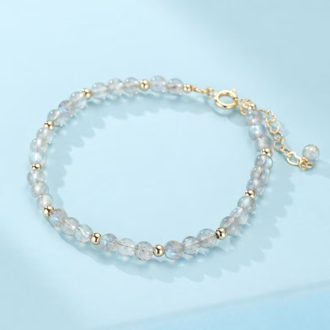 Bracelet Labradorite Laiton Plaqué Or 14K Protection Intuition - Biloria