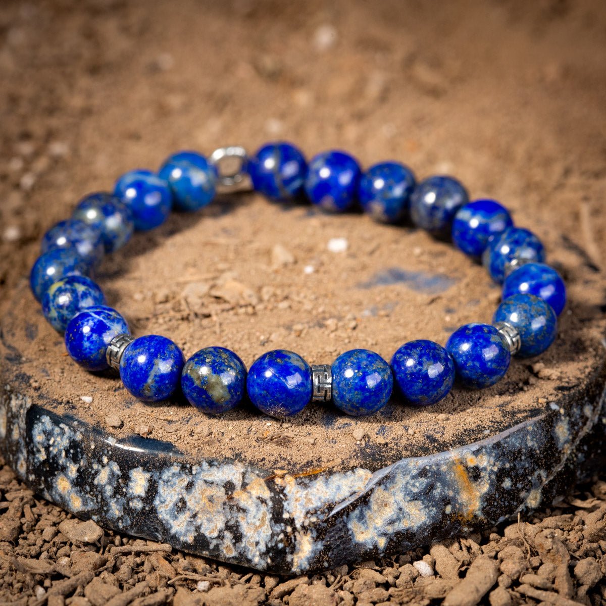 Bracelet Lapis Lazuli Homme Argent 925 – Élégance Discrète - Biloria