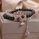 Bracelet Lotus Agate Obsidienne Double Tour Décoration Intérieure - Biloria