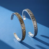 Bracelet Manchette Viking Runes Nordiques Acier - Biloria